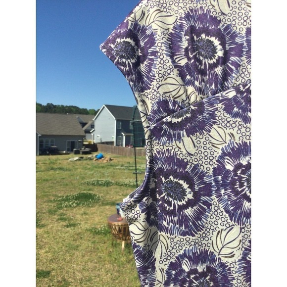 REI Women Mini Dress Size XS Grey Purple Surplice Neckline Floral Camping Hiking - Picture 6 of 10